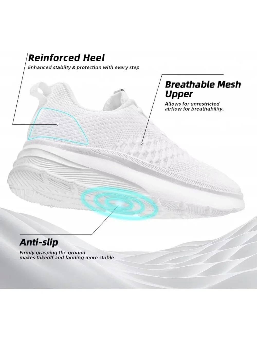 Men's White Wide Toe Walking Shoes Casual Trail Running Sneakers Cross Trainer